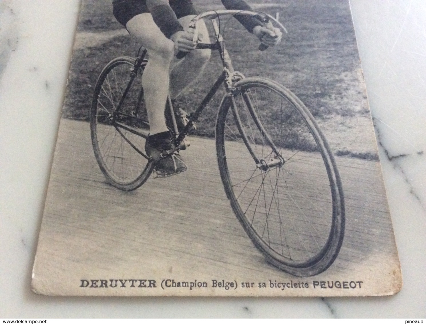 Deruyter.Champion Belge Sur Bicyclette Peugeot.Annotation De Deruyter Angle Droit En Haut. - Radsport