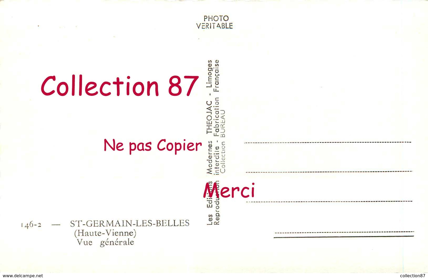 87 ☺♦♦ SAINT GERMAIN Les BELLES < VUE GENERALE - N° 146-2  THEOJAC - Saint Germain Les Belles