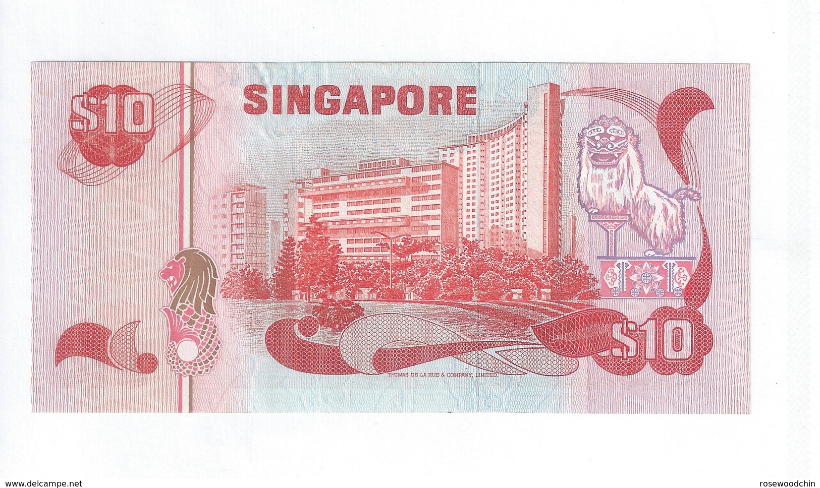 Rare ! Banknote - Singapore $10 Bird Series Aligned Cutting Error C68/468743 (#170) UNC - Singapore