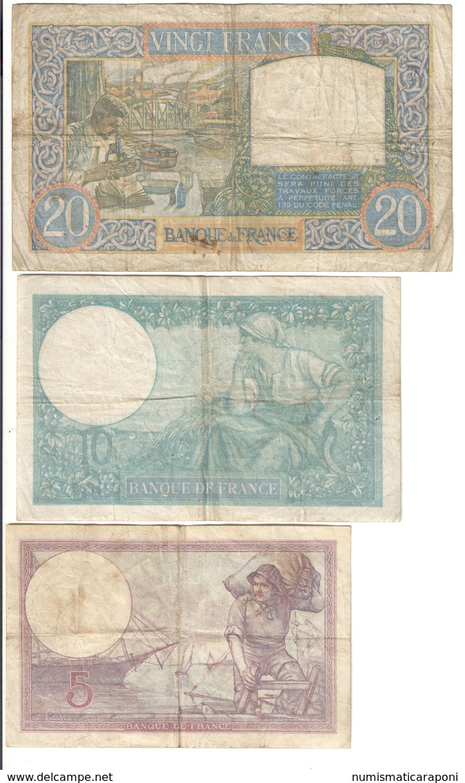 FRANCIA France 5 FRANCS 1933 + 10-20 Francs 1940  LOTTO 2859 - 10 F 1963-1973 ''Voltaire''