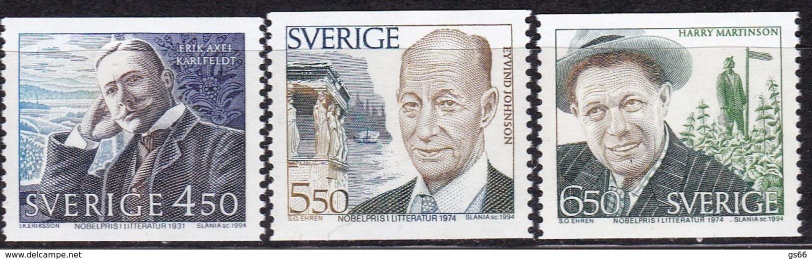 Schweden, 1994, Mi. Nr. 1854/56, MNH **,  Nobelpreisträger Für Literatur. - Unused Stamps