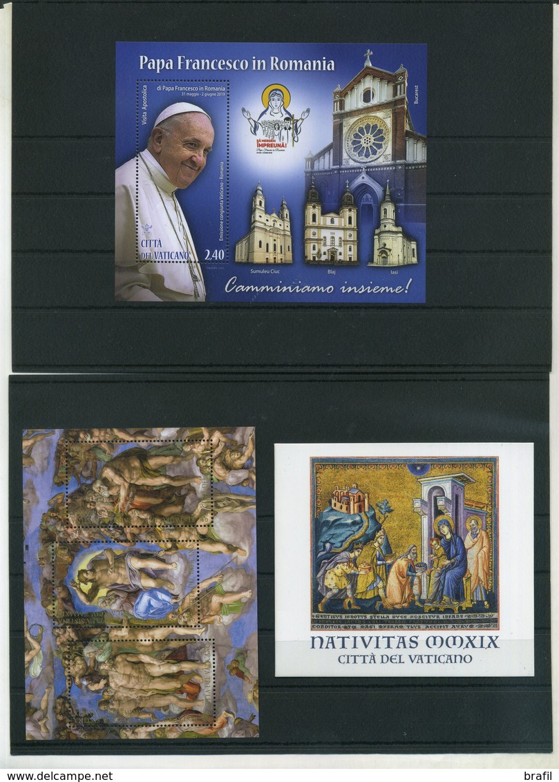 2019 Vaticano, Annata Completa Con Folder, Minifogli Rembrant E 90° Ann. Stato Vaticano - Full Years