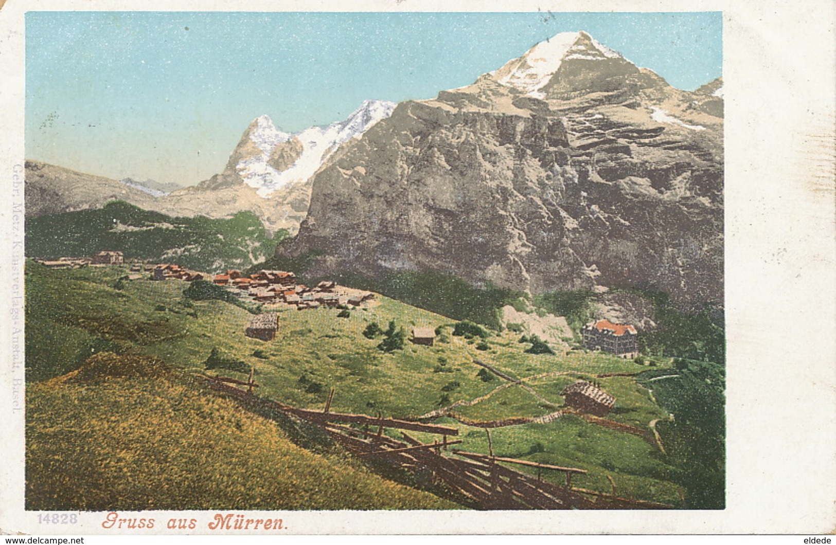 Grus Aus Murren Hand Colored  Edit Metz Basel To Frère Hyacinthe Couvent Des Dominicains Paris . Paturages - Mürren