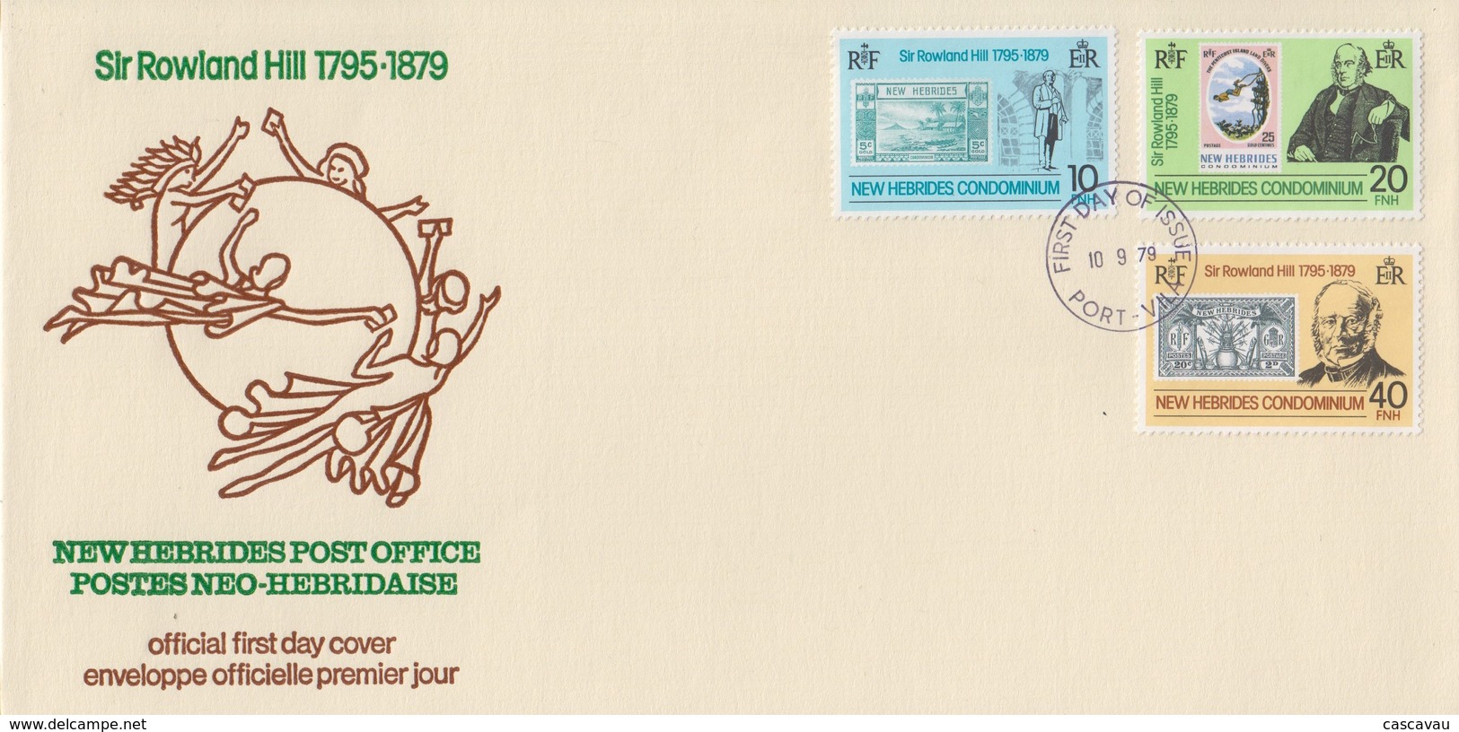 Enveloppe FDC  1er Jour   NOUVELLES  HEBRIDES  Sir  Roland  HILL   1979 - Rowland Hill