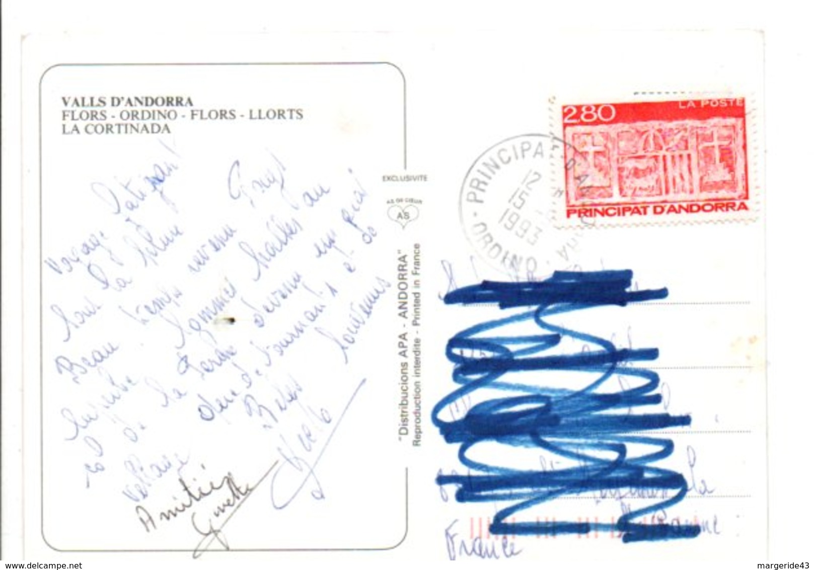 ANDORRE N°437 SUR CARTE POUR LA FRANCE 1980 - Briefe U. Dokumente
