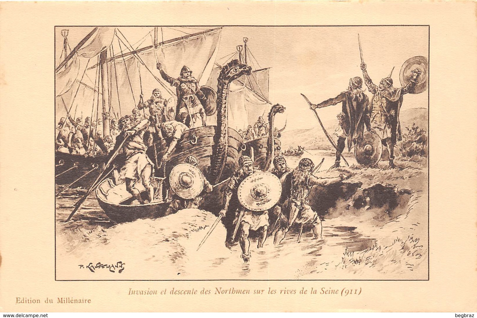 INVASION ET DESCENTE DE LA SEINE VIKING  ILLUSTRATEUR - Histoire