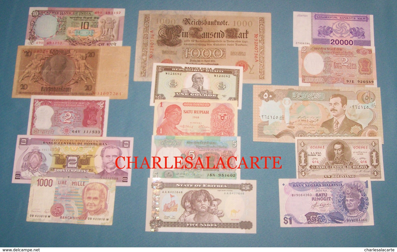 LOT B  15 DIFFERENT BANKNOTES CONDITION UNC. (MOST) TO AVERAGE/GOOD - Lots & Kiloware - Banknotes