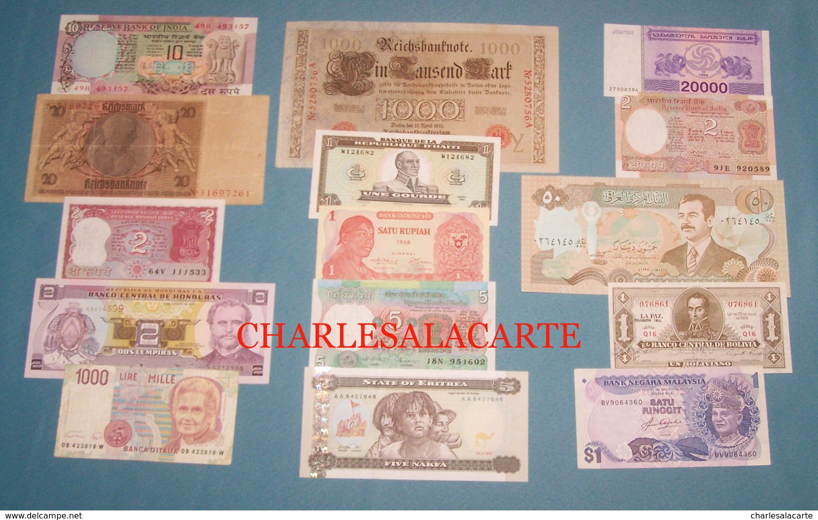 LOT B  15 DIFFERENT BANKNOTES CONDITION UNC. (MOST) TO AVERAGE/GOOD - Mezclas - Billetes