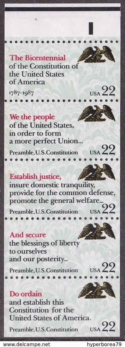 United States USA 2101/05 - Drafting Of The Constitution 1987 - MNH - Stroken En Veelvouden