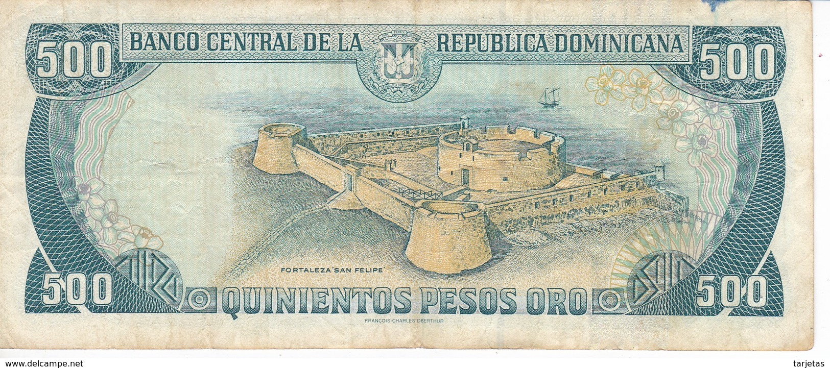 BILLETE DE REP. DOMINICANA DE 500 PESOS ORO DEL AÑO 1997 SERIE A (BANKNOTE) - República Dominicana