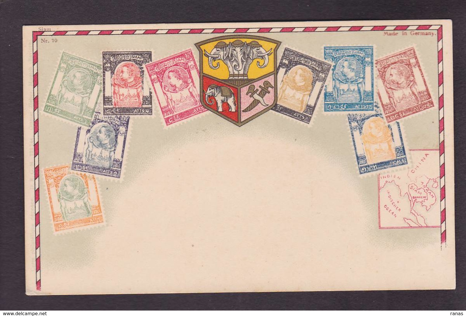 CPA SIAM Thaïlande Asie Non Circulé Timbres Stamp éléphant Voir Scan Du Dos - Thaïlande