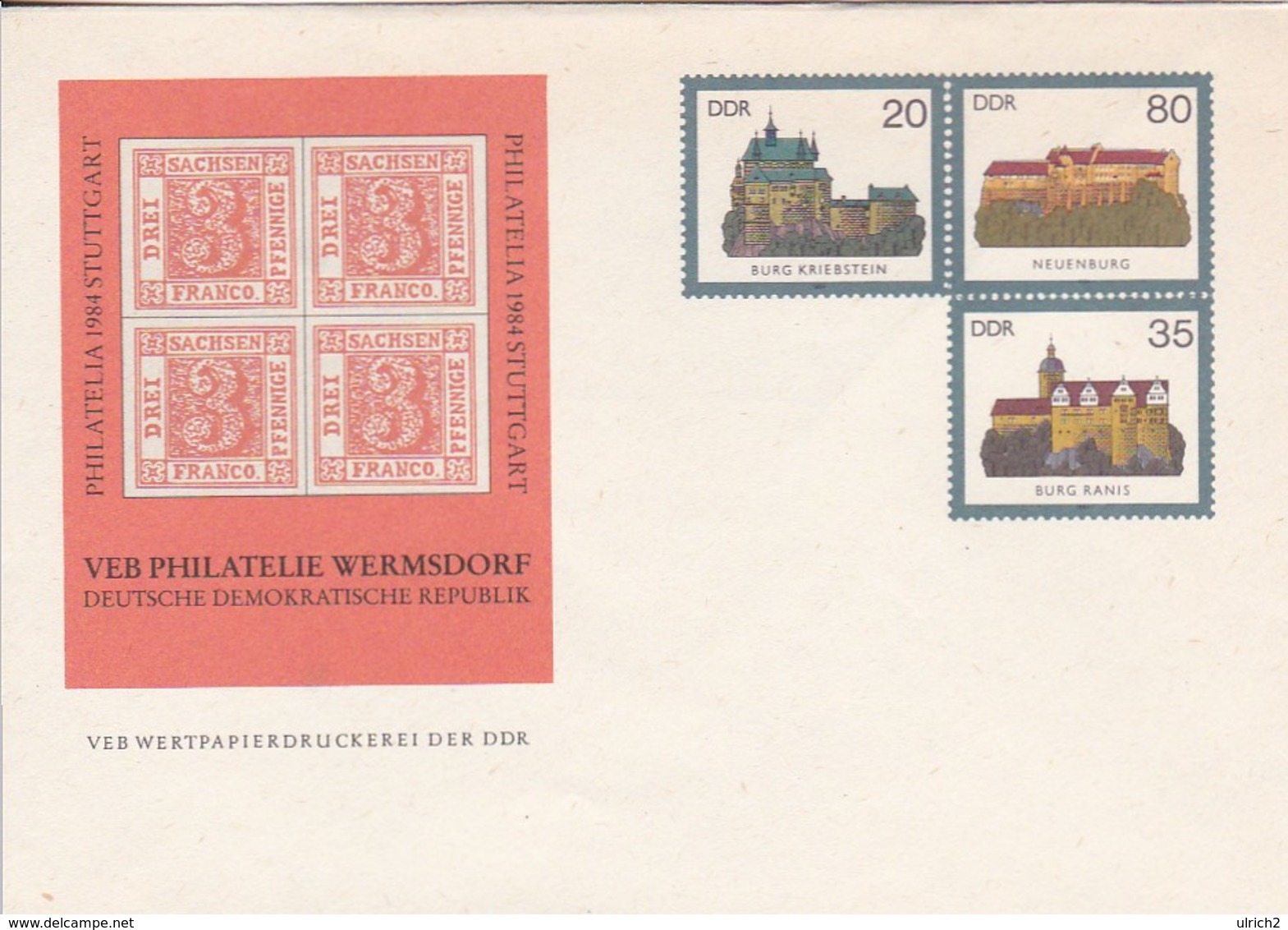 DDR Ganzsache Umschlag VEB Philatelie Wermsdorf Philatelia 1984 Stuttgart - Ungebraucht  (49256) - Covers - Mint