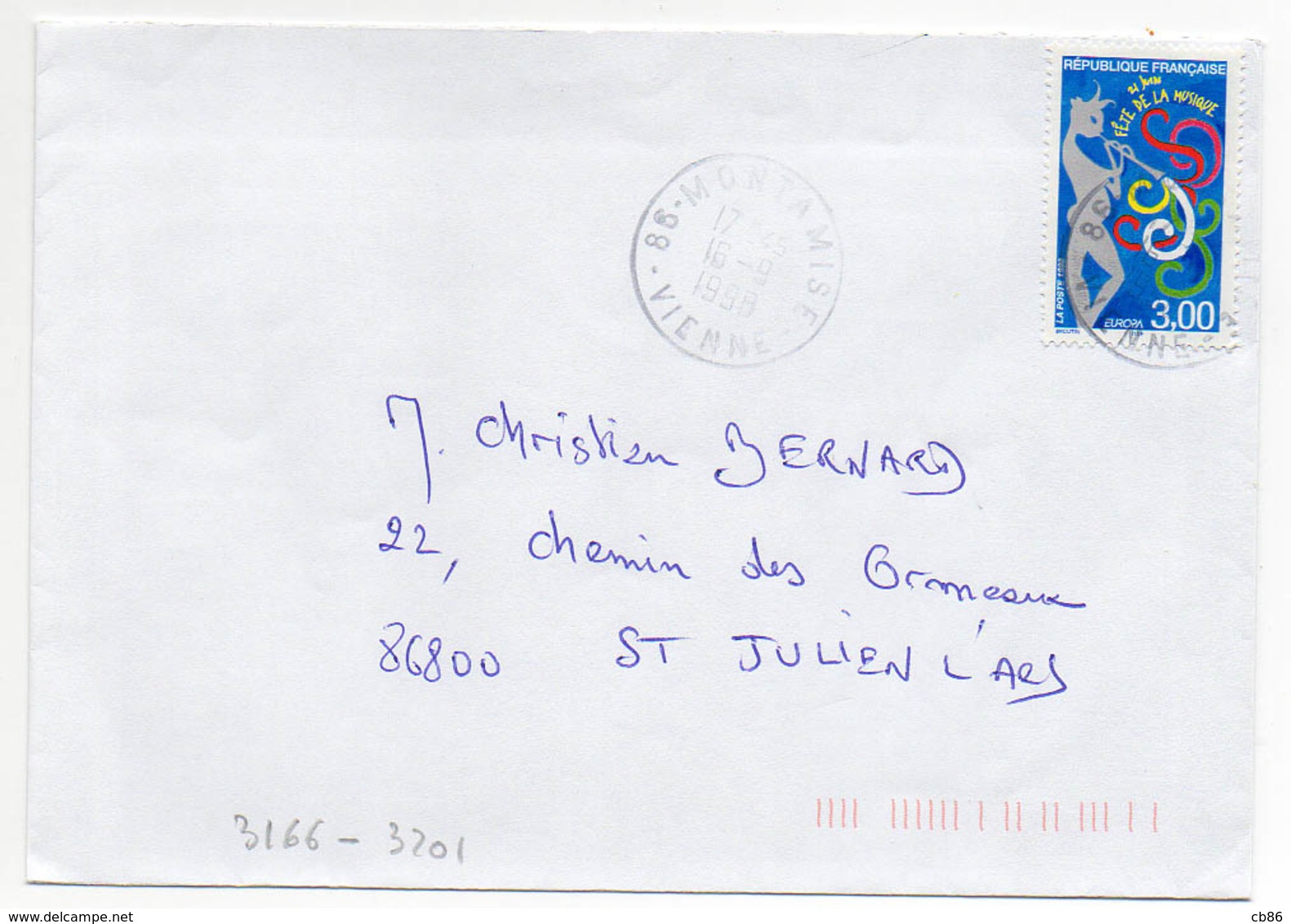 France N° 3166 Y. Et T.Vienne Montamisé Cachet A9 Du 16/09/1998 - 1961-....