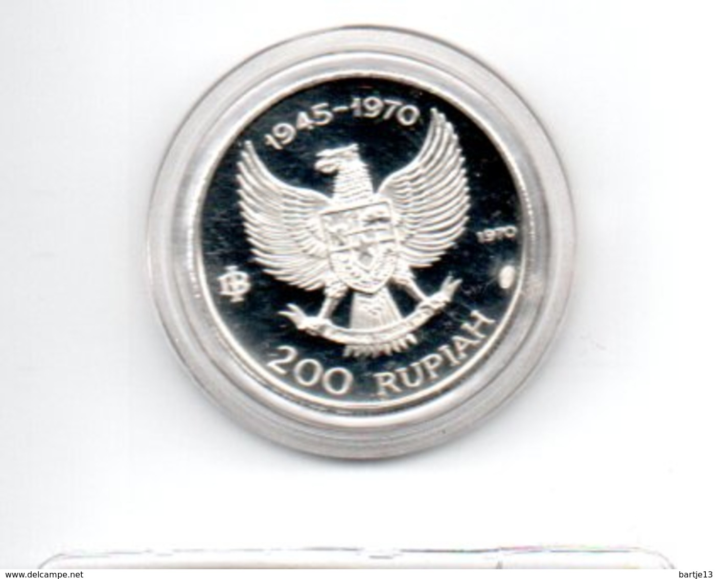 INDONESIE 200 RUPEES 1970 ZILVER PROOF 25th ANN.ONAFHANKELIJKHEID PARADIJSVOGEL BIRD OF PARADISE - Indonésie