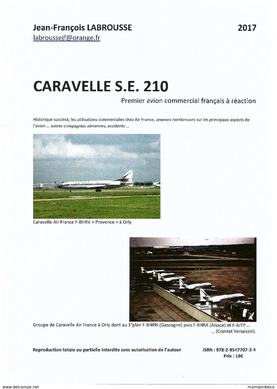 Répertoire " Caravelle S.E.210 Air France - Air Mail And Aviation History
