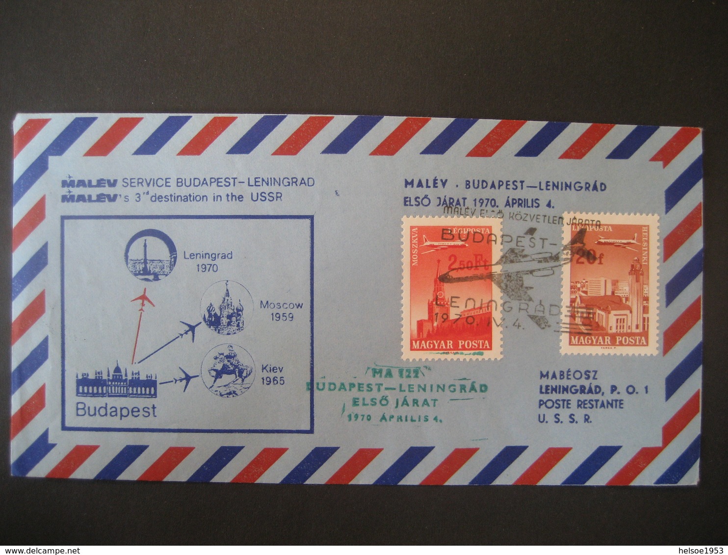 Ungarn 1970- Luftpost Budapest - Leningrad Mit Rückseitigem Ankunftstempel - Cartas & Documentos