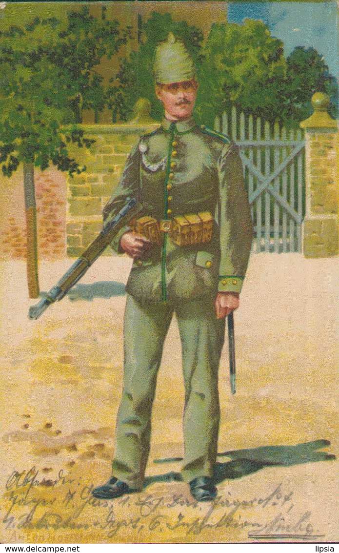 Soldat Vom Jäger-Bataillon 4, Naumburg, Armee-Künstler-Feld-Postkarte, Anton Hoffmann, Militär, Deutsches Reich - Weltkrieg 1914-18