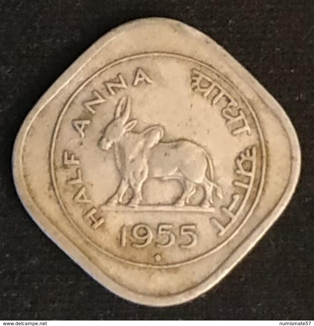 INDE - INDIA - ½ - 1/2 - HALF ANNA 1955 - KM 2.2 - ( Vache Sacrée ) - Mumbai - Indien