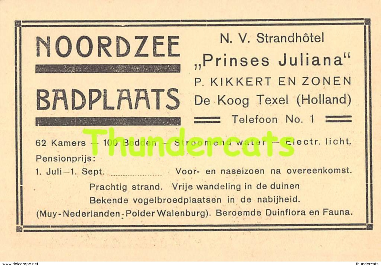 CPA CONVERSATIEZAAL BADHOTEL NOORDZEE BADPLAATS NV STRANDHOTEL PRINSES JULIANA DE KOOG TEXEL HOLLAND - Texel