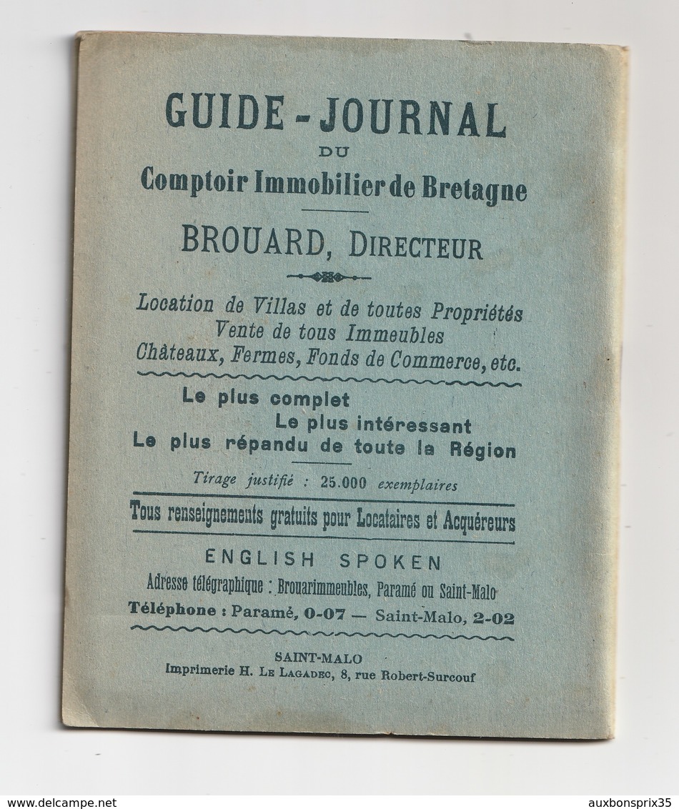 GUIDE JOURNAL - LE COMPTOIR IMMOBILIER DE BRETAGNE - PARAME SAINT MALO - MARS 1912 - 35 - Other & Unclassified