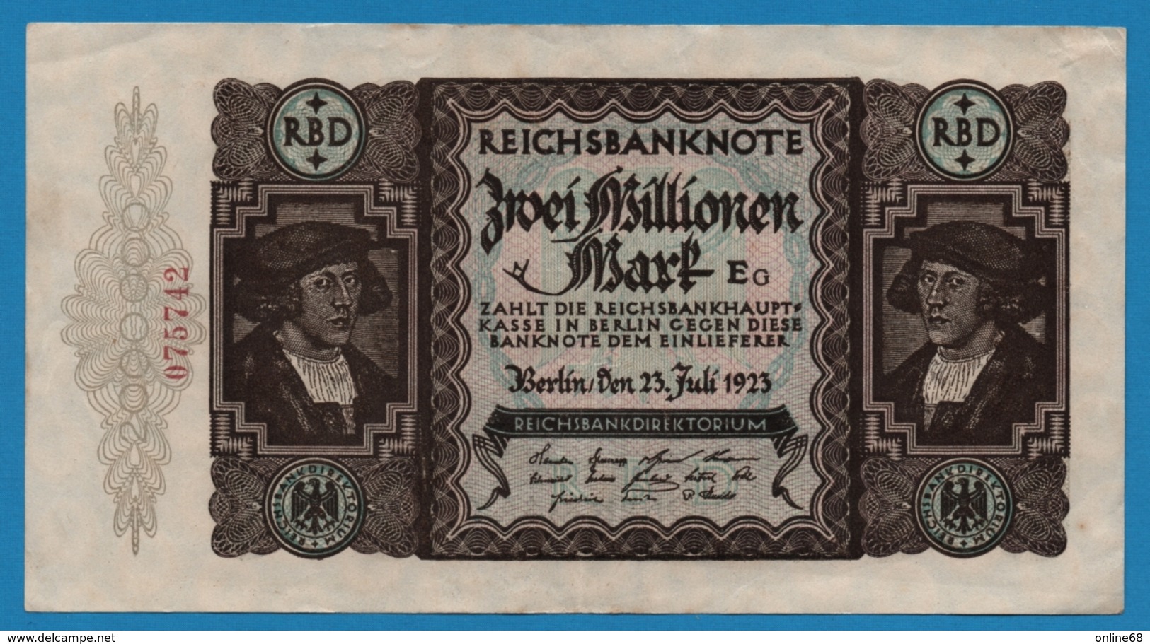 DEUTSCHES REICH 2 Millionen Mark	23.07.1923	# 075742 P# 89 - 2 Millionen Mark