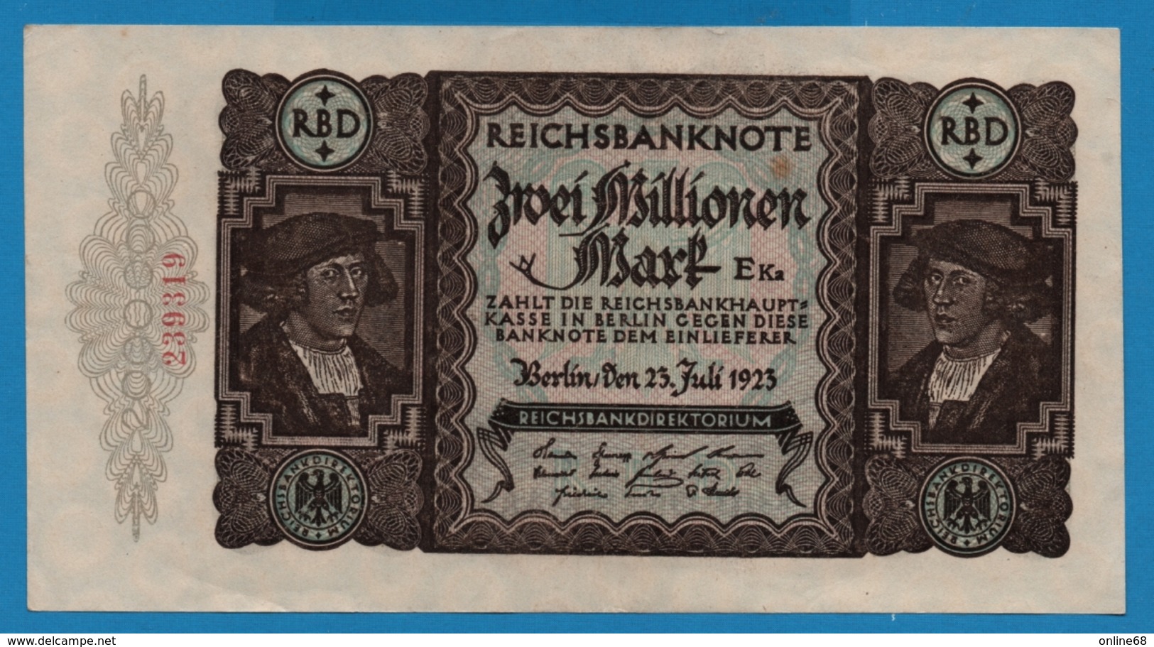 DEUTSCHES REICH 2 Millionen Mark	23.07.1923	# 239319  P# 89 - 2 Miljoen Mark