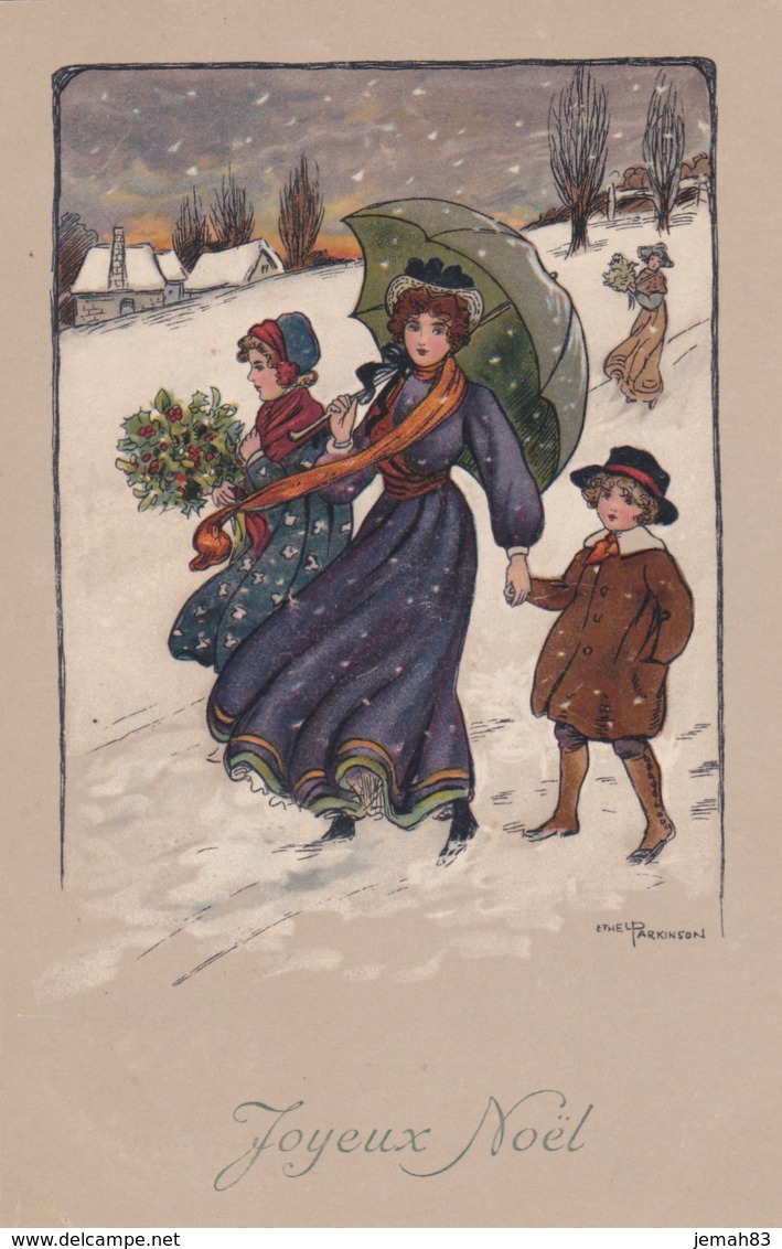 Ethel PARKINSON - M.M VIENNE N 504- FEMME ET ENFANT- BOUQUET DE HOUX -TEMPETE DE NEIGE (lot Pat 106) - Parkinson, Ethel