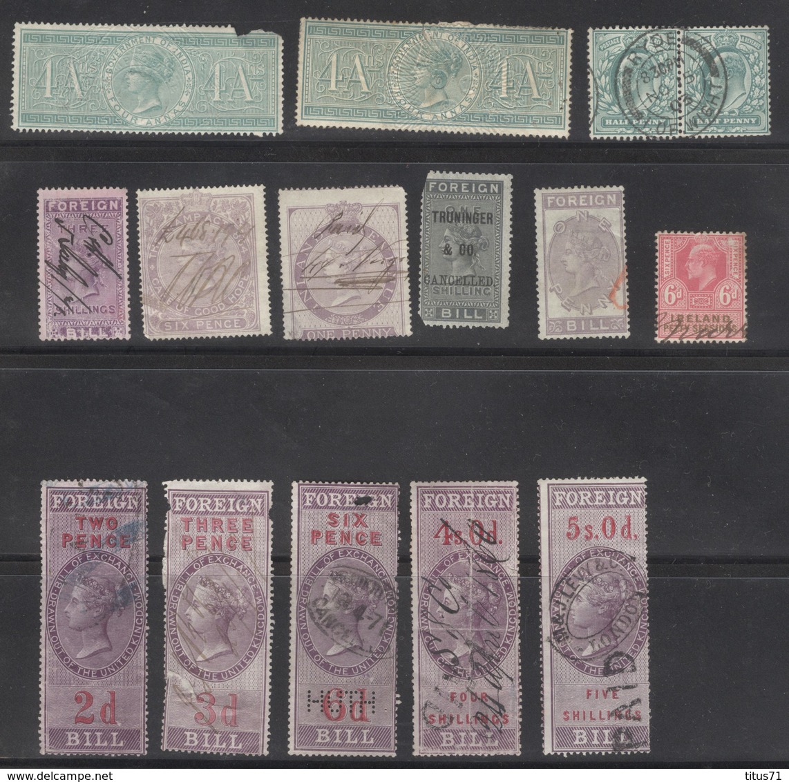 Lot De Ttimbres Fiscaux Anciens De Grande Bretagne Et Du Commonwealth - Revenue Stamps