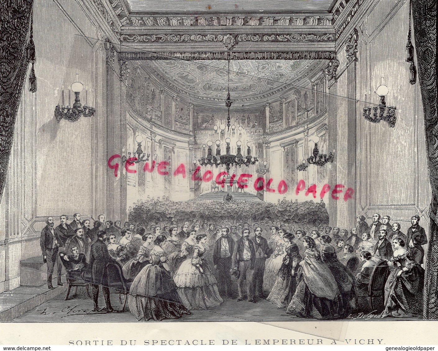 03- VICHY - SORTIE DU SPECTACLE DE L' EMPEREUR- REPRO GRAVURE SUR PAPIER ANCIEN - HAUTEFAGE FRERES THARAUD - Unclassified