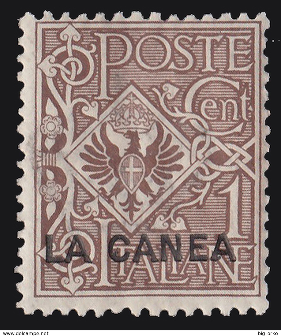 Italia - Isole Egeo:  LA CANEA (Creta): Francobollo D' Italia 1901/05 "Floreale" - 1 C. Bruno - 1905 - Crete