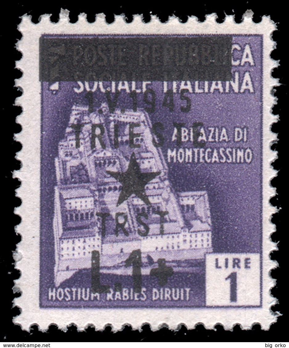 Occupazione Jugoslava: TRIESTE - Monumenti Distrutti Lire 1 Su Lire 1 C. Violetto - 1945 - Yugoslavian Occ.: Trieste