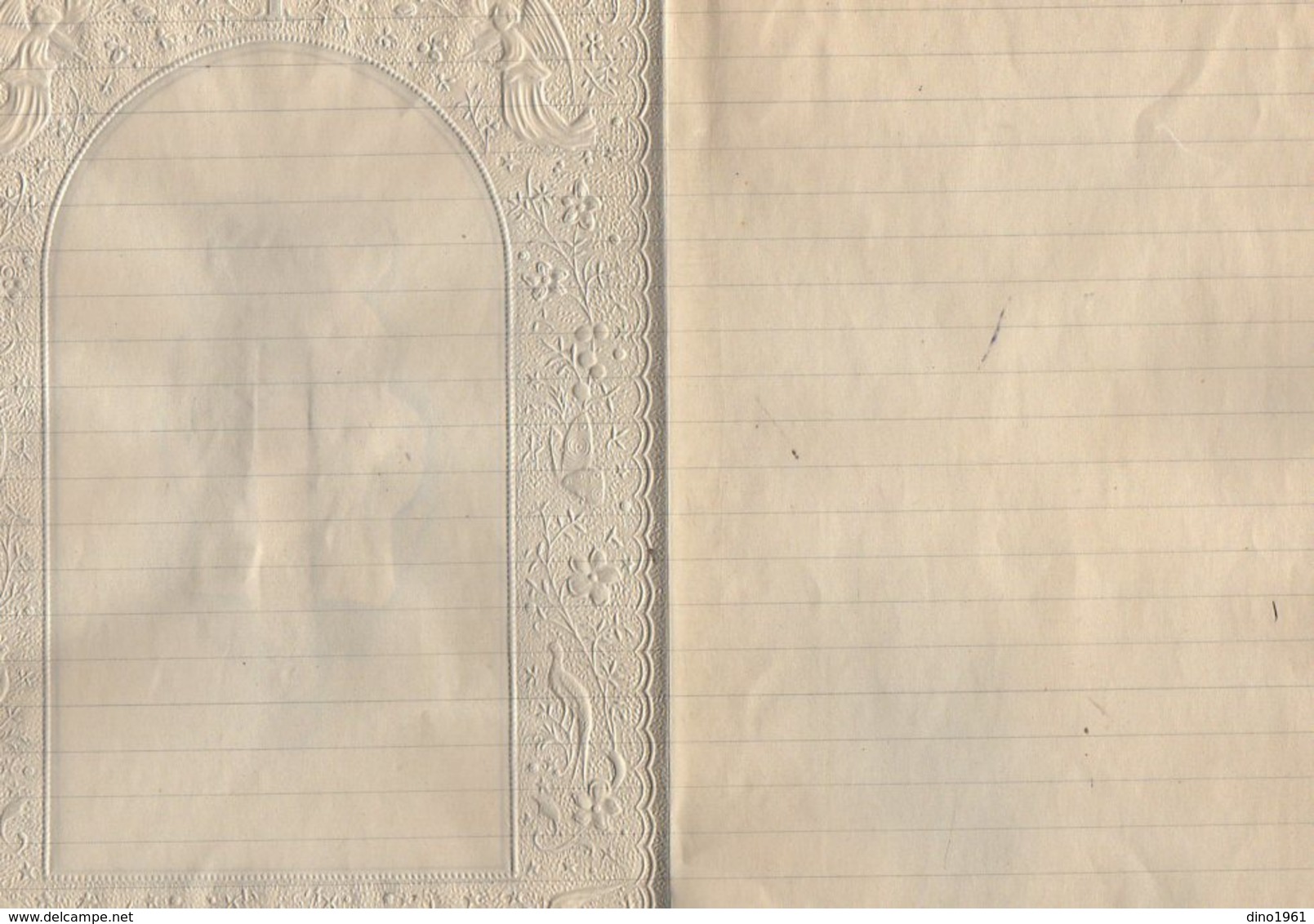 VP17.040 - Lettre - Superbe Papier Lettre Gaufré Anges & Découpi Image Religieuse - Anges