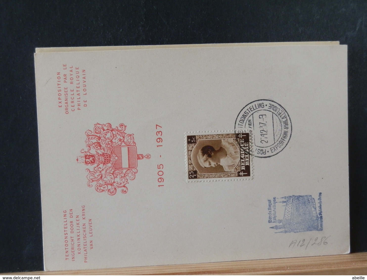 A12/286 DOC. BELGE  1937 - Covers & Documents