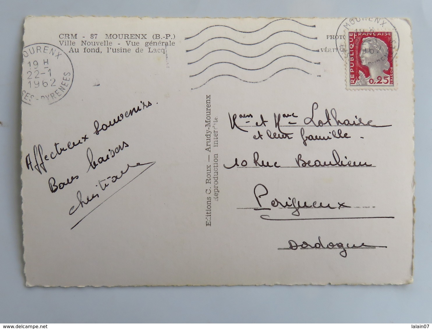 Carte Postale : 64 MOURENX : Ville Nouvelle, Vue Générale, Au Fond, L'usine De LACQ, Timbre En 1962 - Autres & Non Classés
