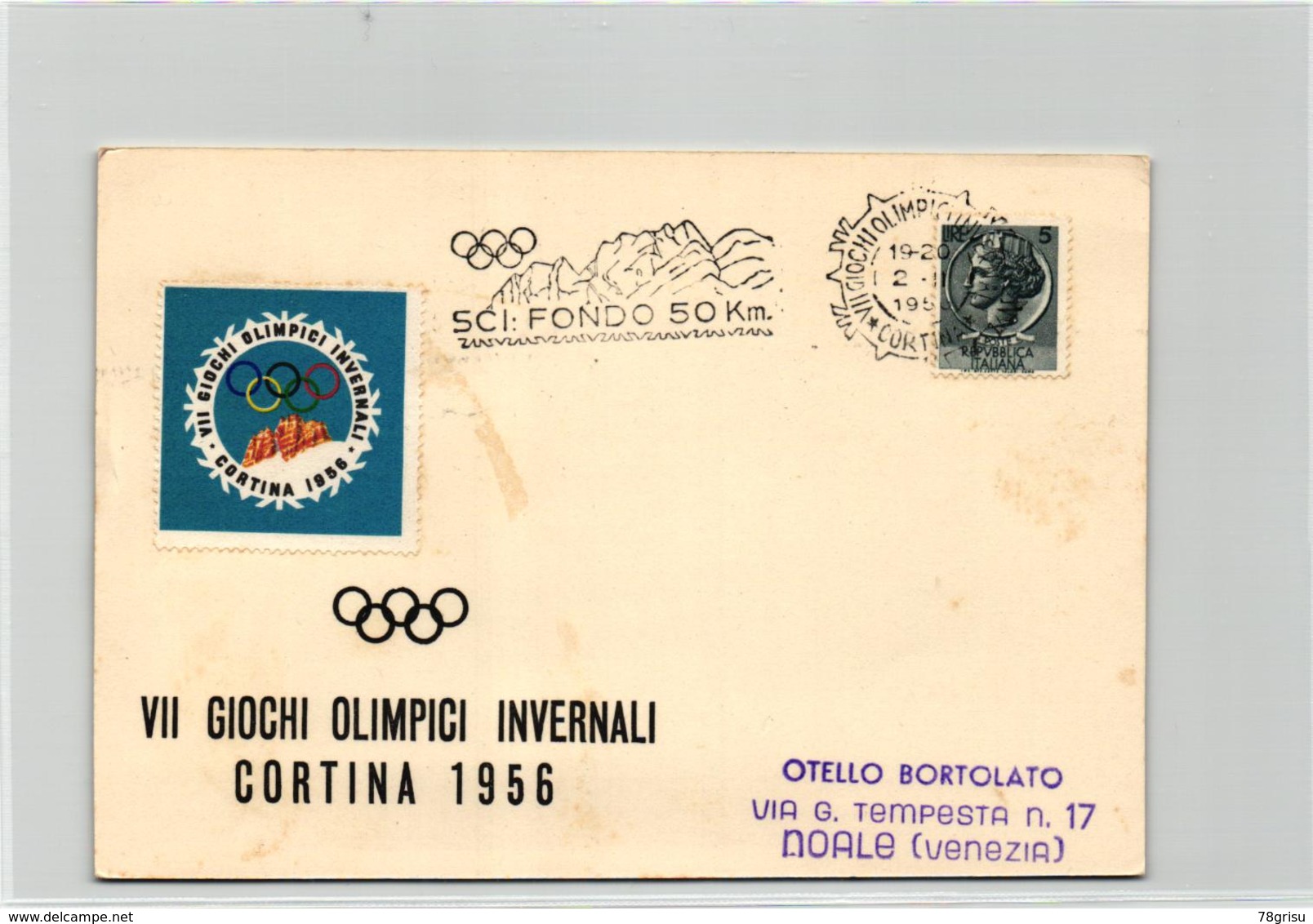Italy - CORTINA 1956 Giochi Olimpici Olympic Games - Sci Fondo 50 Km Vignette Olympische WInterspiele - Winter 1956: Cortina D'Ampezzo