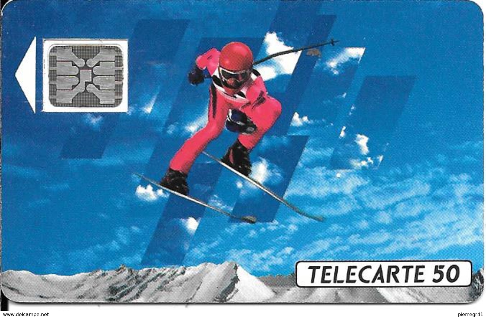 CARTE-PUBLIC-F132B-50U-SC5 On-Trou 6-12/90-SKIEUR 1-5 Imp-22374-UTILISEE-  TBE - 1990