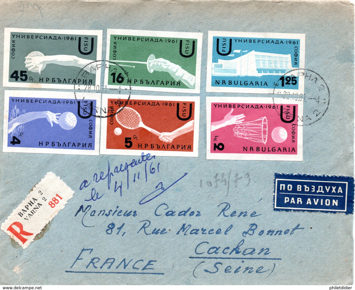 1961 - SERIE YT 1074 à 1079 NON DENTELES - COTE DES TIMBRES 12.50 € - SPORT - JEUX UNIVERSITAIRES - Lettres & Documents