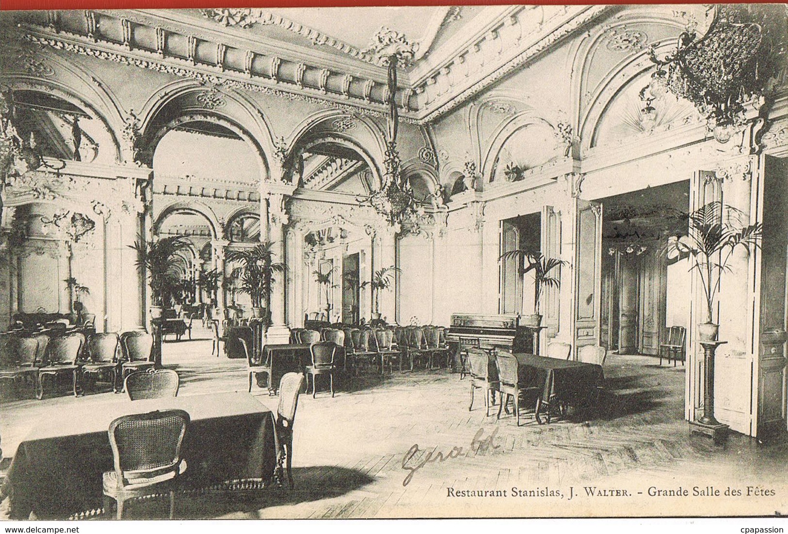 NANCY - 54- Restaurant Stanislas, J.WALTER-Grande Salle Des Fêtes-scans Recto Verso-voyagée 1906 - Nancy