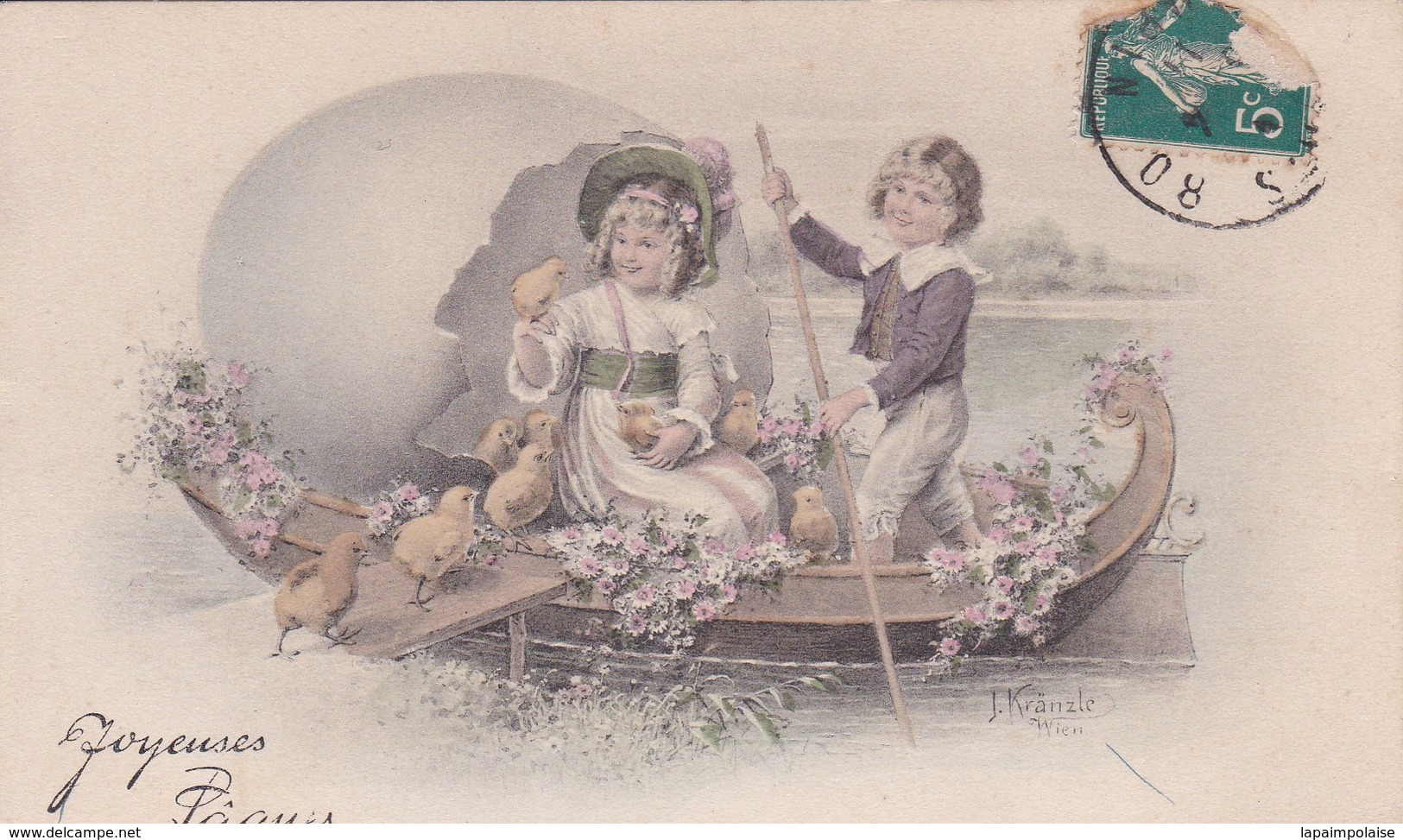 CPA Viennoise - J. KRÄNZLE Illustrateurs  Joyeuses Pâques - Enfants - B K. W. I. 4095-1 - Kraenzle