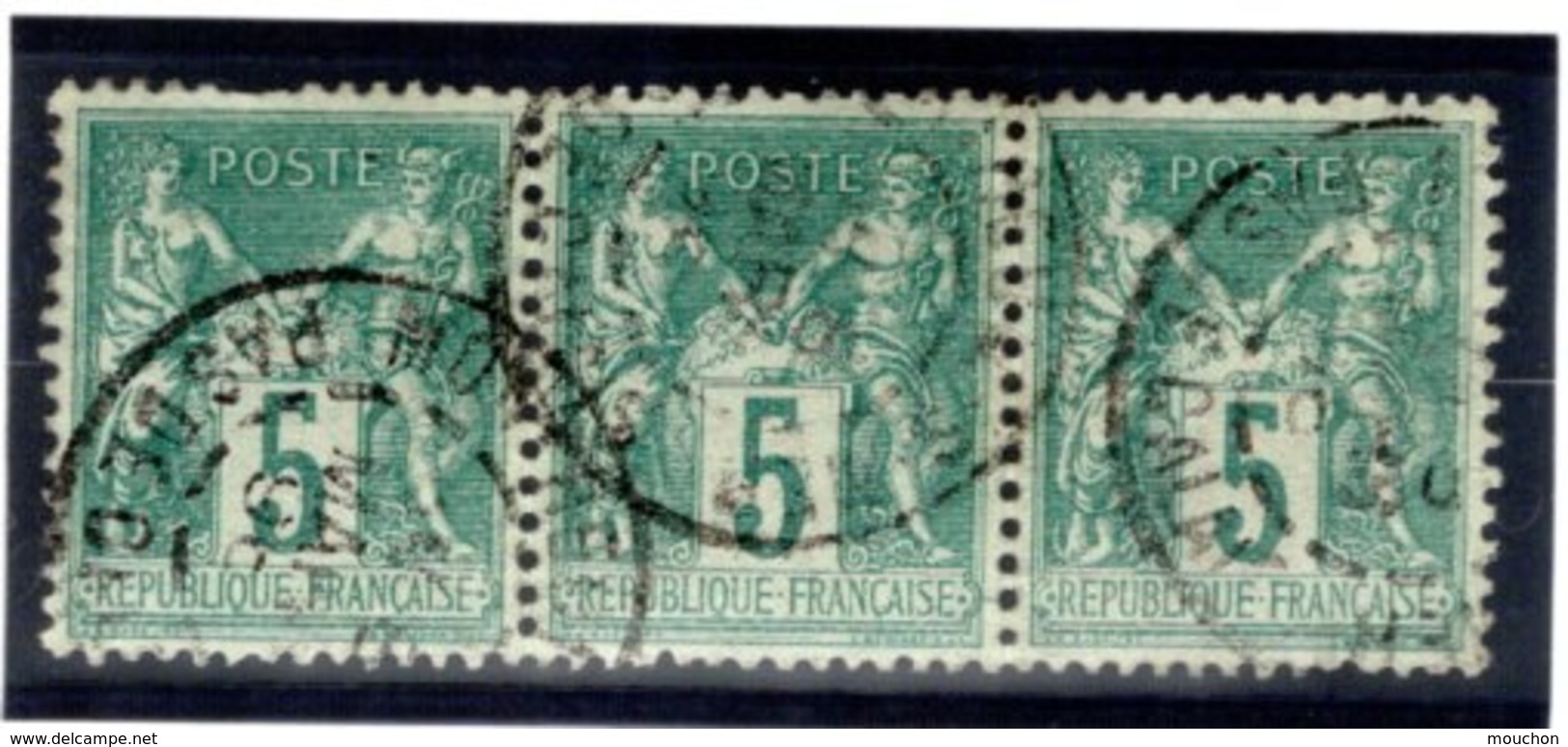 Sage N° Y.T 75 IIB ( 1* + 1 Oblitéré + 2 Paires Oblitérés + 1 Bande De 3, Nuances Et Cachets Divers) - 1876-1898 Sage (Tipo II)