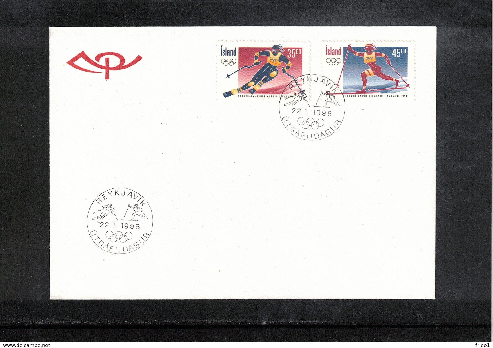 Island / Iceland 1998 Olympic Games Nagano FDC - Winter 1998: Nagano