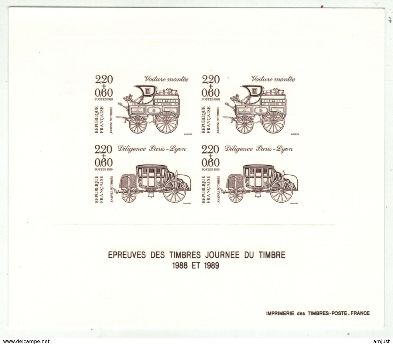 France // Documents De La Poste // Epreuves Des Timbres  Journée Du Timbre 1988-1989 - Documentos Del Correo