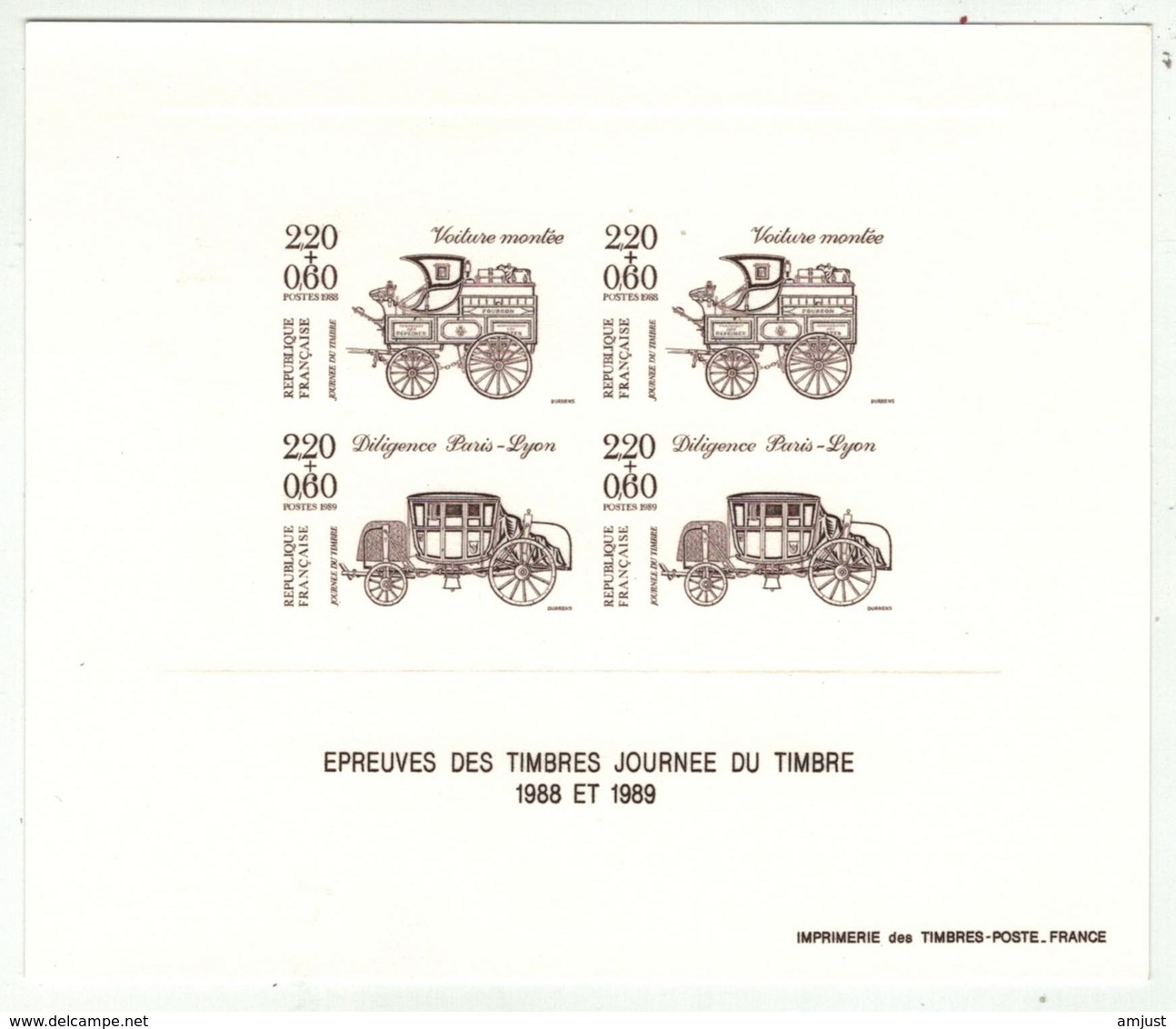 France // Documents De La Poste // Epreuves Des Timbres  Journée Du Timbre 1988-1989 - Documents Of Postal Services