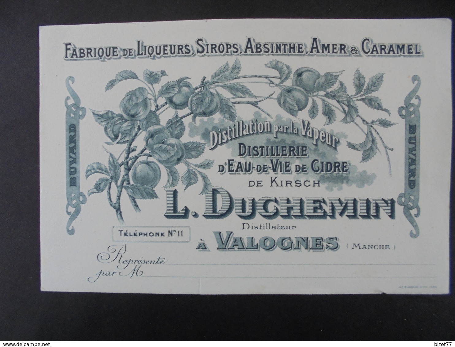 BUVARD - 50 - MANCHE - FABRIQUE DE LIQUEUR, SIROP, ABSINTHE, AMER... - L. DUCHEMIN - GRANDD FORMAT - VOIR SCAN ET DETAIL - Other & Unclassified