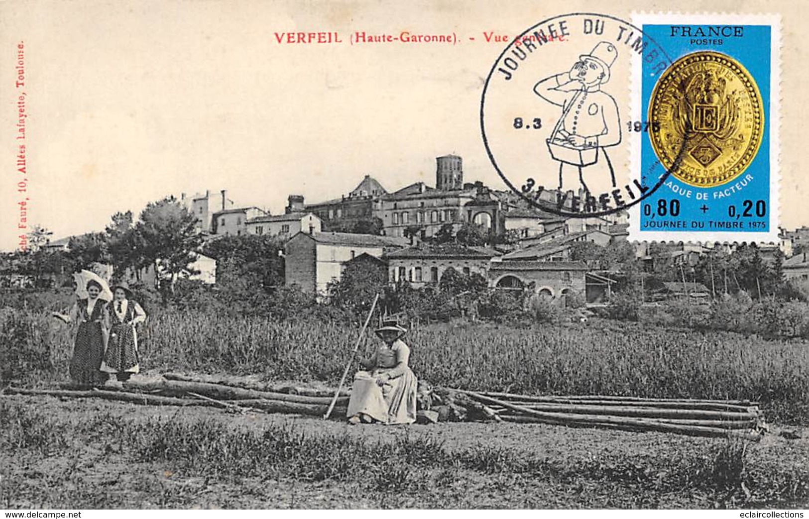 Verfeil      31         Vue Générale . Cachet Journée Du Timbre  En 1975 Sur Une Carte De 1913    (Voir Scan) - Verfeil