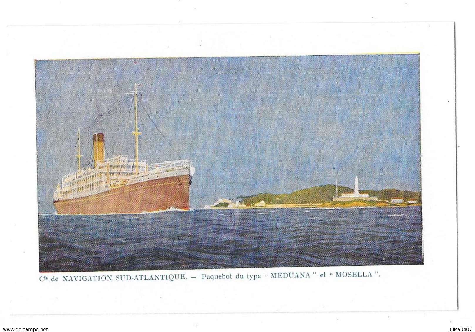 COMPAGNIE GENERALE TRANSATLANTIQUE Carte Illustrée Paquebot Type Meduana Et Mosella - Passagiersschepen