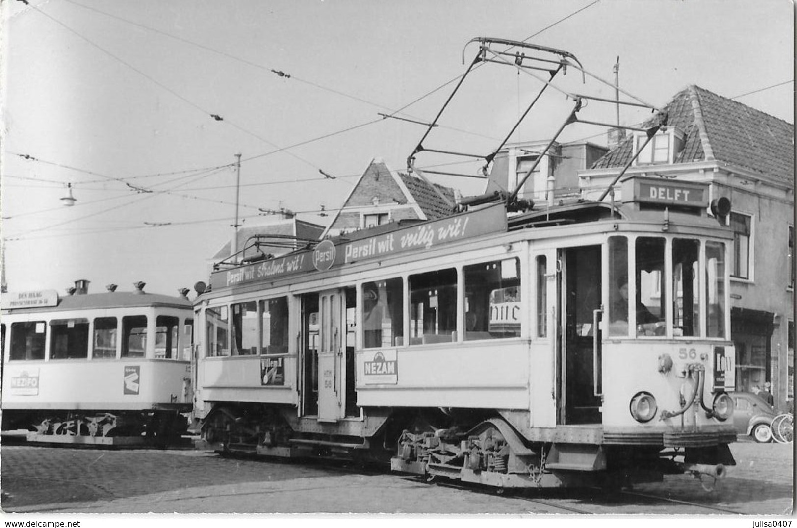 DELFT Ou Environs (Pays Bas) Photographie Format Cpa Tramway électrique Gros Plan Vers 1950 - Delft
