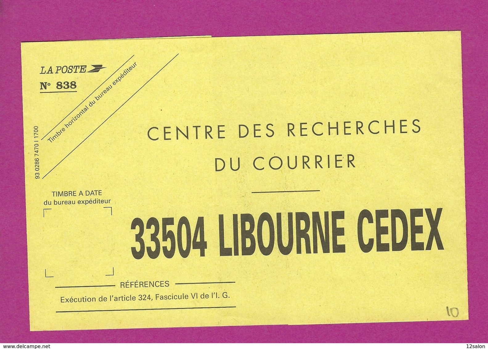 LETTRE SERVICE COURRIER LIBOURNE + DOC CENTRE DES RECHERCHES DU COURRIER + LETTRE SANS ADRESSE - Mechanical Postmarks (Advertisement)