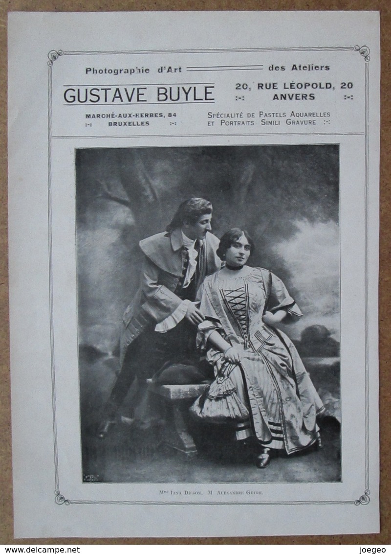 Photographie Gustave Buyle 20 Rue Léopold Anvers / 6 Photos D'artistes Du Théâtre Royal D'Anvers  + Voir Description - Pubblicitari