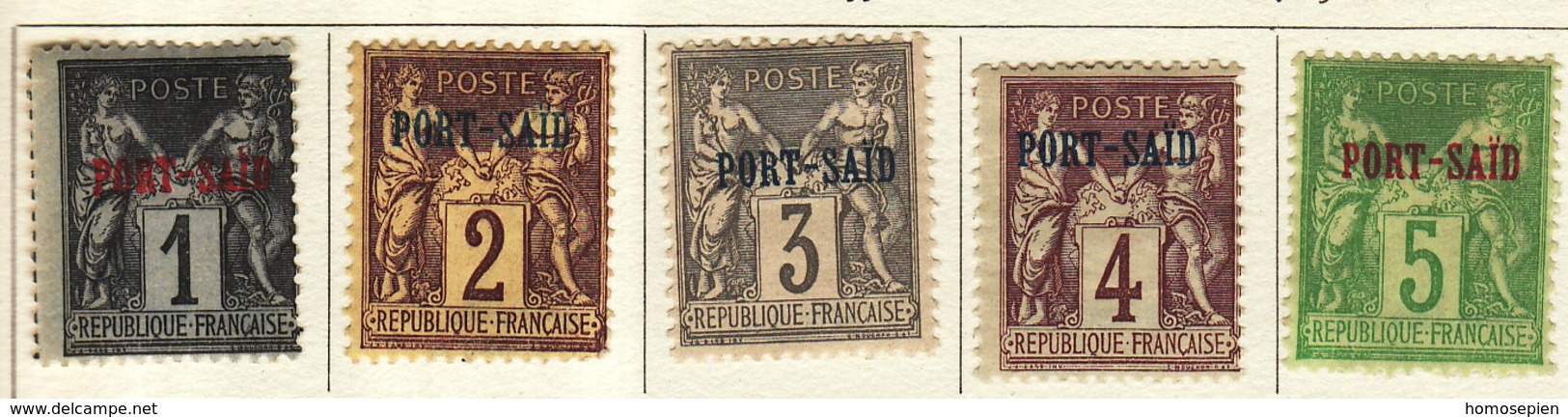 Port Saïd 1899 Y&T N°1 à 5 - Michel N°1 à 5 * - Type Sage - Ungebraucht